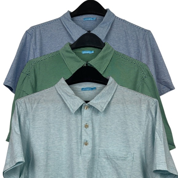 (Lot of 3) J.McLaughlin Polo Shirts‎ Striped Pima Cotton Blend Mens L Golf